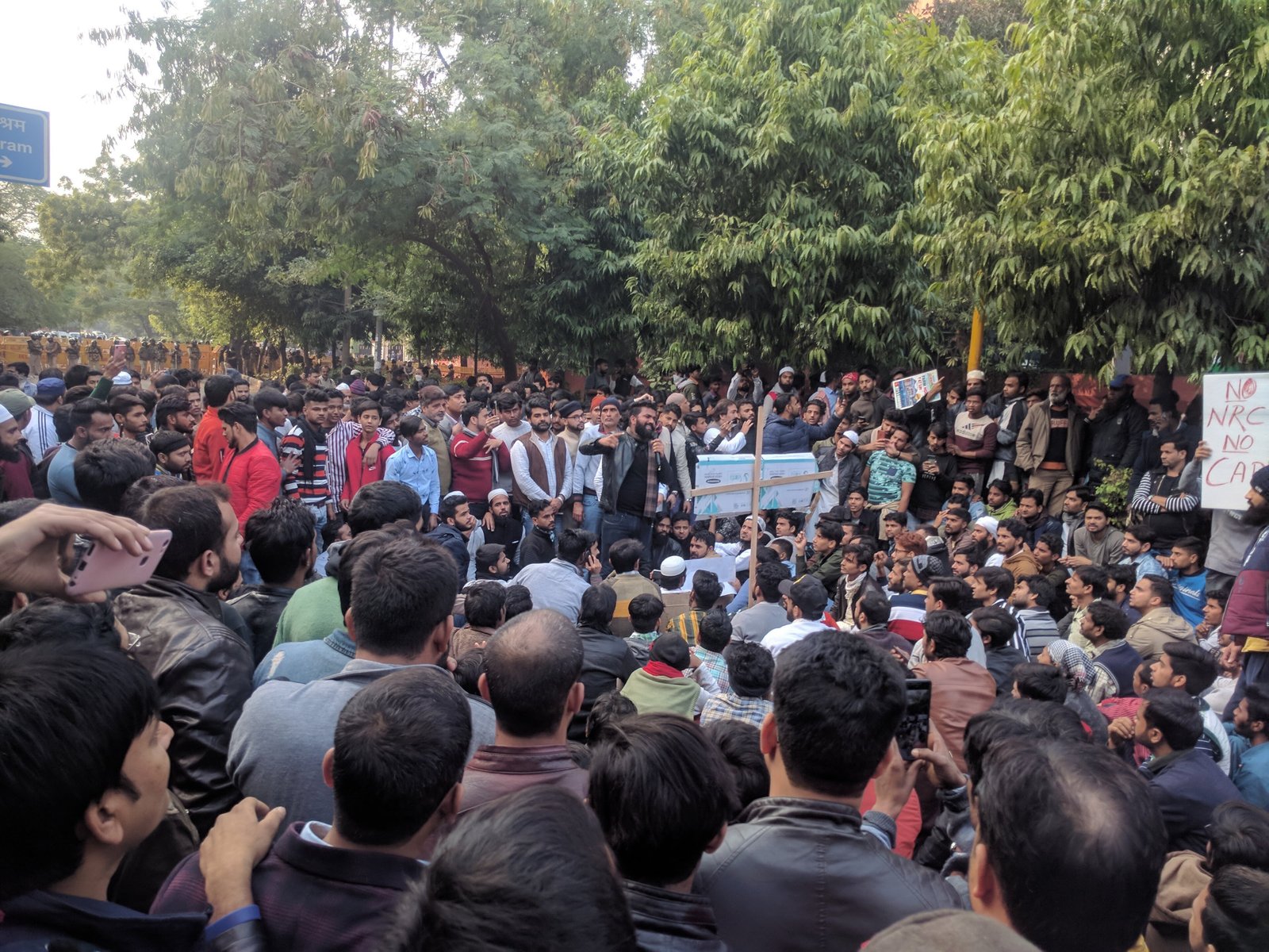 Indian students demonstrating over jobs and examinations